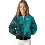 personalized miami dolphins tribal deer art aqua bomber jacket best selling