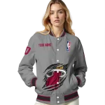 personalized miami heat claw accent grey varsity jacket best selling