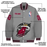 personalized miami heat claw accent grey varsity jacket best selling