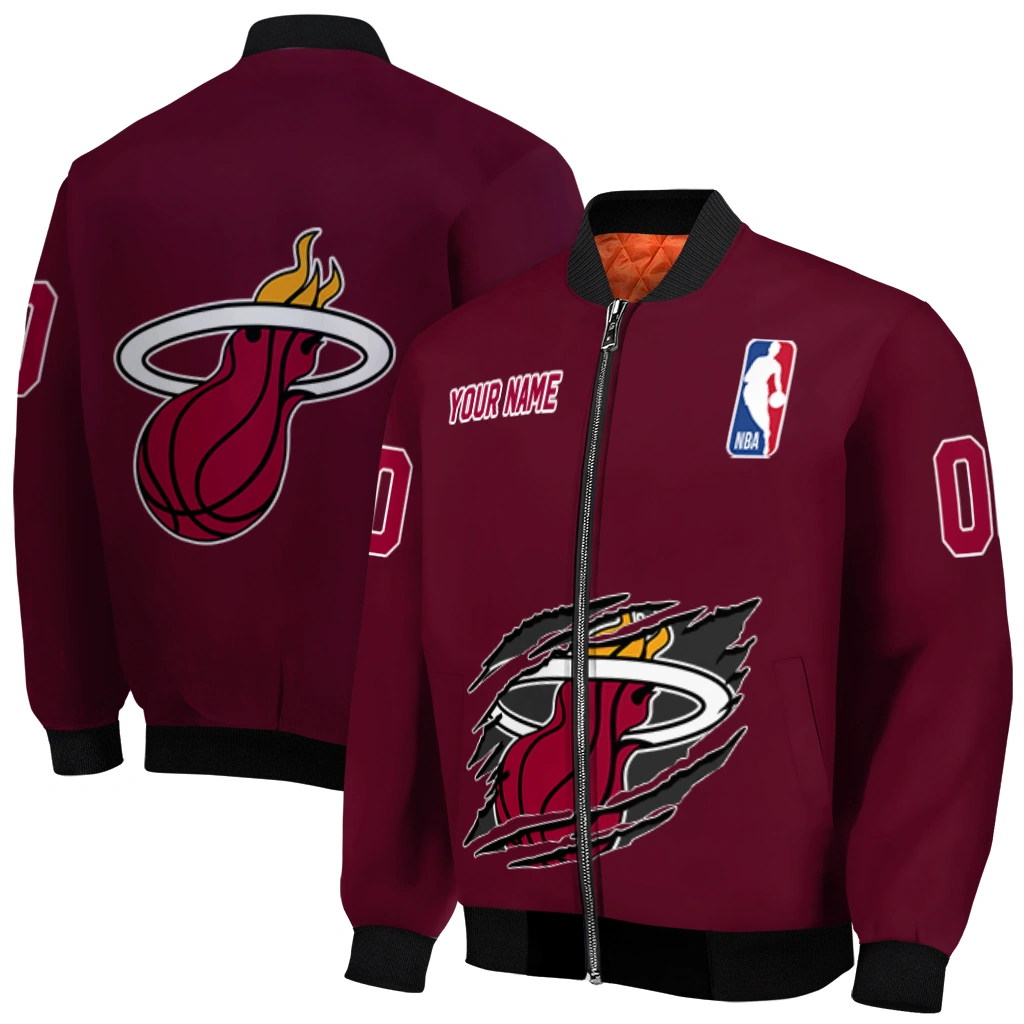 personalized miami heat claw slash red bomber jacket best selling personalized miami heat claw slash red bomber jacket best selling