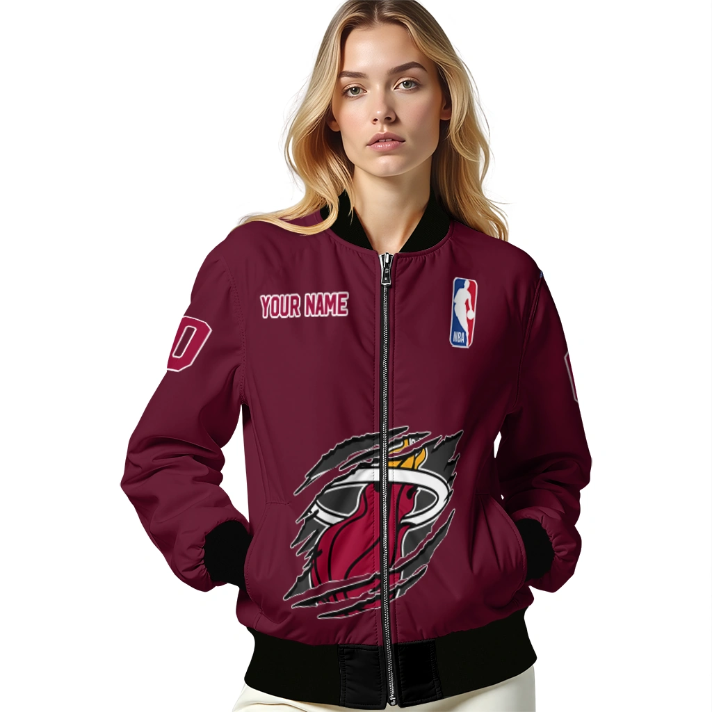 personalized miami heat claw slash red bomber jacket latest model personalized miami heat claw slash red bomber jacket latest model
