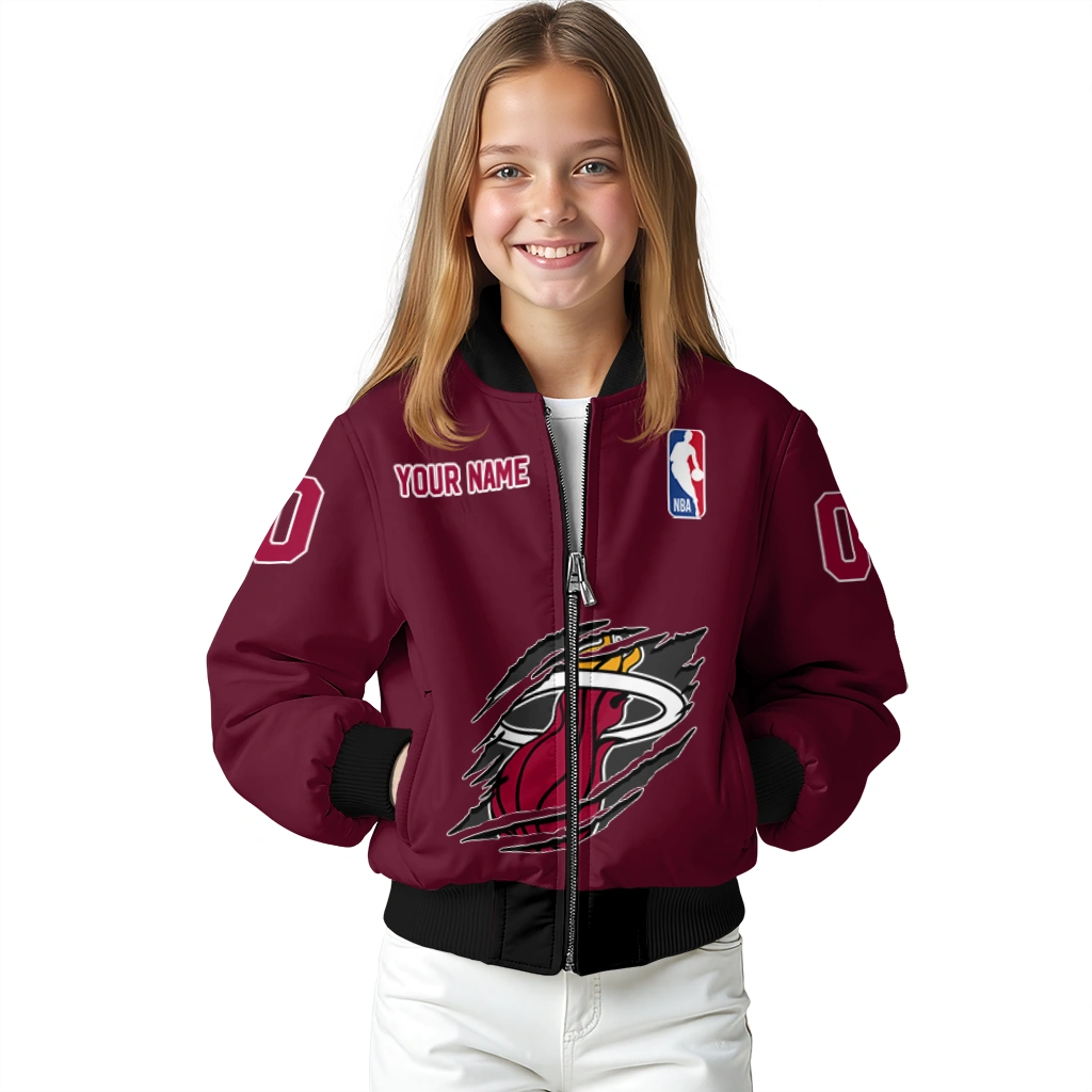 personalized miami heat claw slash red bomber jacket top rated personalized miami heat claw slash red bomber jacket top rated