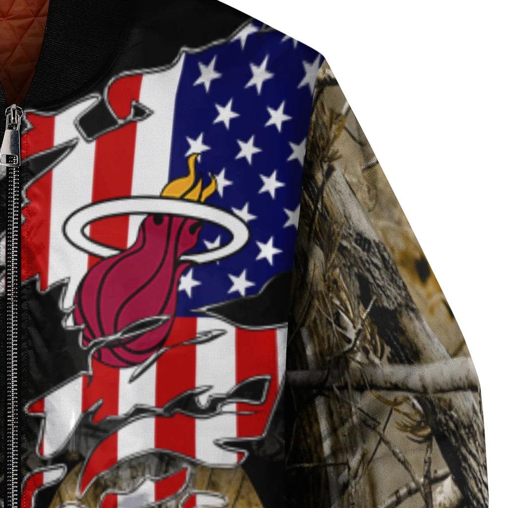 personalized miami heat patriot deer camouflage bomber jacket premium grade personalized miami heat patriot deer camouflage bomber jacket premium grade