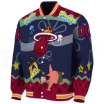 personalized miami heat spongebob playtime red blue varsity jacket best selling