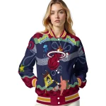 personalized miami heat spongebob playtime red blue varsity jacket best selling