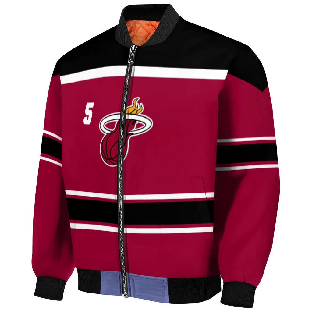 personalized miami heat stripe statement red black bomber jacket fashion forward personalized miami heat stripe statement red black bomber jacket fashion forward