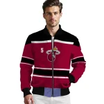 personalized miami heat stripe statement red black bomber jacket best selling