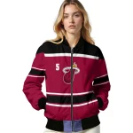 personalized miami heat stripe statement red black bomber jacket best selling
