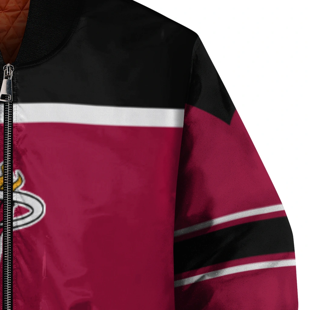 personalized miami heat stripe statement red black bomber jacket premium grade personalized miami heat stripe statement red black bomber jacket premium grade