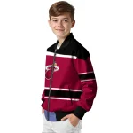 personalized miami heat stripe statement red black bomber jacket best selling