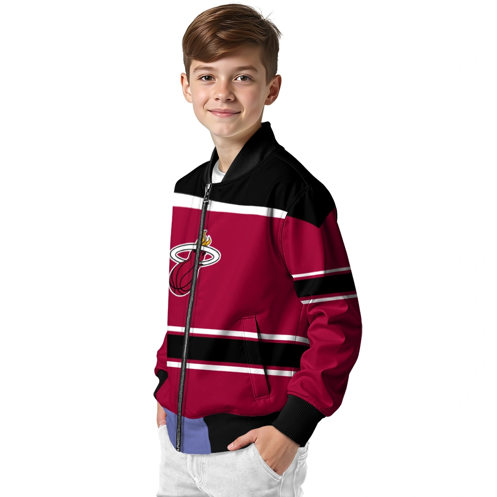 personalized miami heat stripe statement red black bomber jacket trendy personalized miami heat stripe statement red black bomber jacket trendy