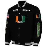 personalized miami hurricanes american flag skull black varsity jacket best selling