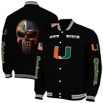 personalized miami hurricanes american flag skull black varsity jacket best selling