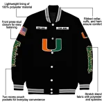 personalized miami hurricanes american flag skull black varsity jacket best selling