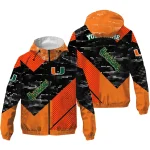 personalized miami hurricanes arrow matrix orange black windbreaker jacket best selling