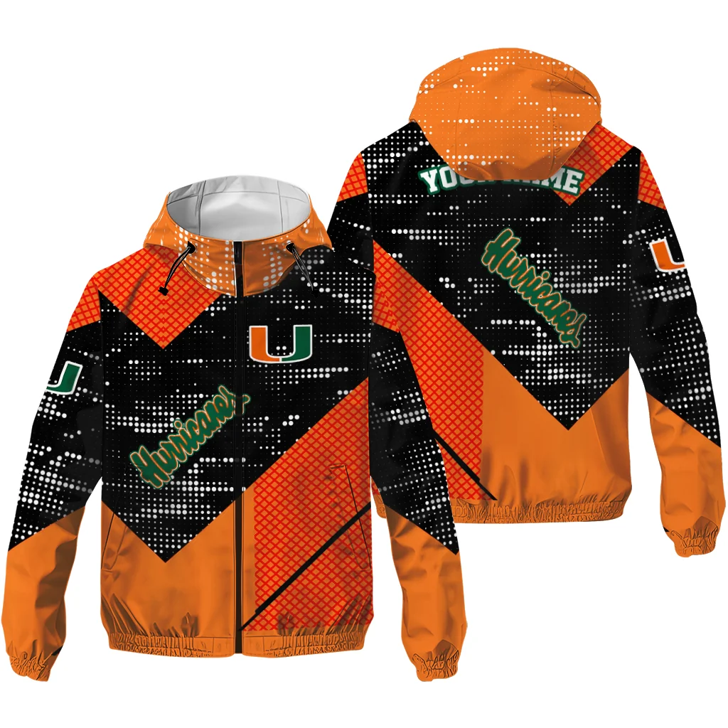 personalized miami hurricanes arrow matrix orange black windbreaker jacket high quality personalized miami hurricanes arrow matrix orange black windbreaker jacket high quality