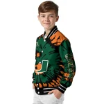 personalized miami hurricanes burst splatter orange varsity jacket best selling