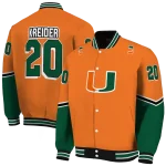 personalized miami hurricanes chevron style orange varsity jacket best selling