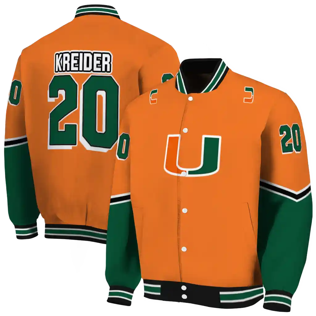 personalized miami hurricanes chevron style orange varsity jacket fashion forward personalized miami hurricanes chevron style orange varsity jacket fashion forward