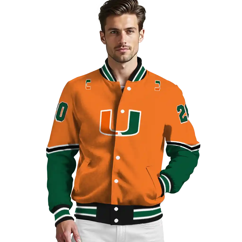 personalized miami hurricanes chevron style orange varsity jacket high quality personalized miami hurricanes chevron style orange varsity jacket high quality