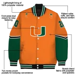personalized miami hurricanes chevron style orange varsity jacket best selling