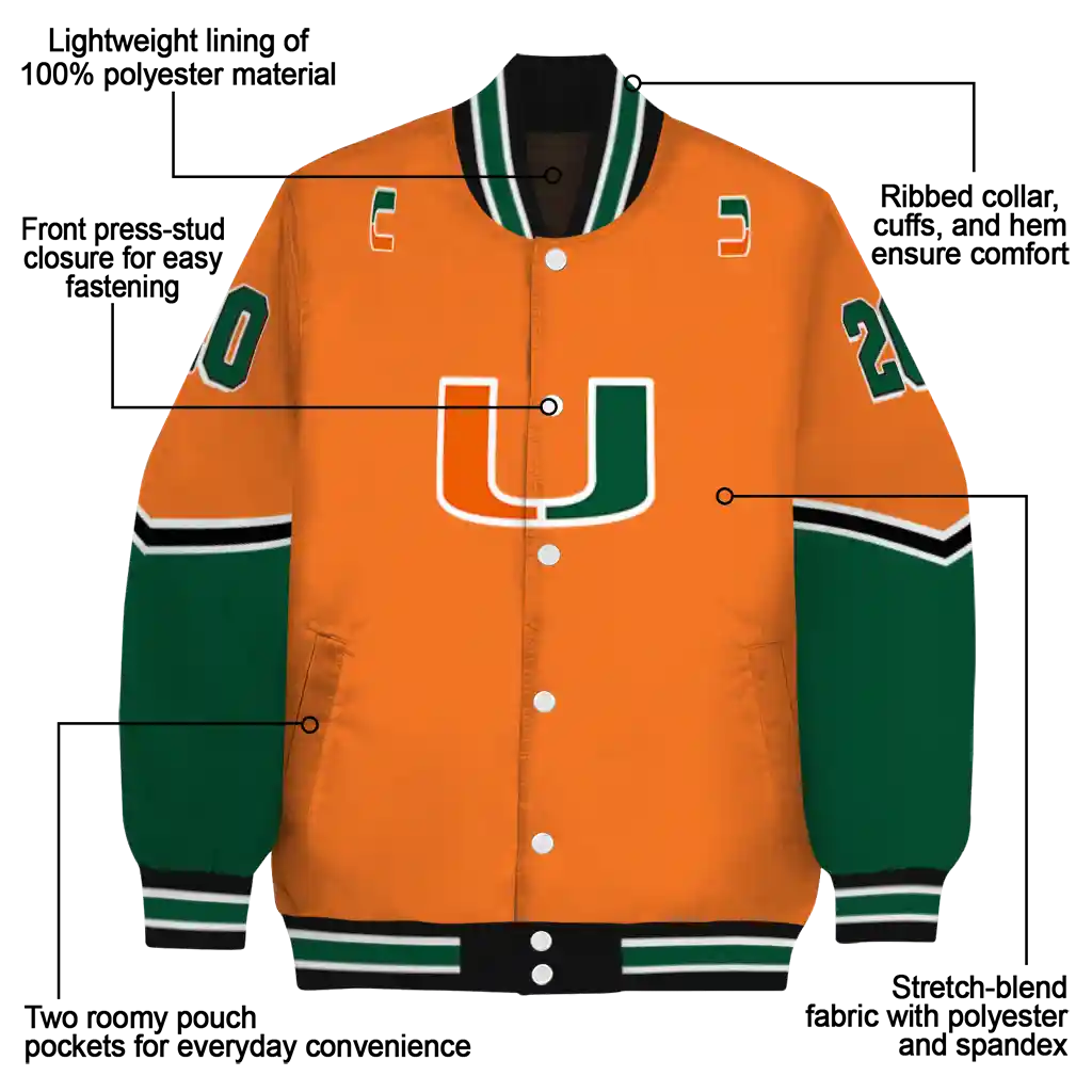 personalized miami hurricanes chevron style orange varsity jacket new arrival personalized miami hurricanes chevron style orange varsity jacket new arrival