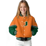 personalized miami hurricanes chevron style orange varsity jacket best selling