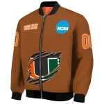 personalized miami hurricanes claw mark orange bomber jacket best selling