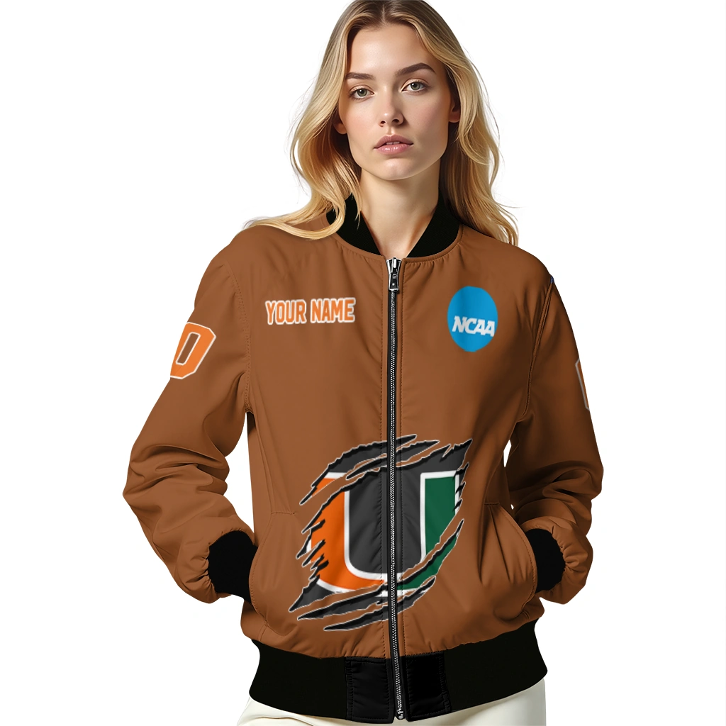 personalized miami hurricanes claw mark orange bomber jacket latest model personalized miami hurricanes claw mark orange bomber jacket latest model