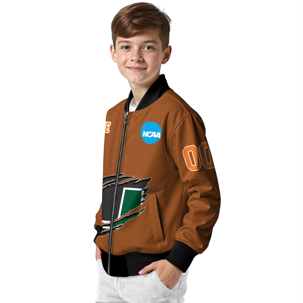personalized miami hurricanes claw mark orange bomber jacket trendy personalized miami hurricanes claw mark orange bomber jacket trendy