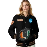 personalized miami hurricanes claw shred black varsity jacket best selling
