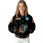 personalized miami hurricanes claw shred black varsity jacket best selling