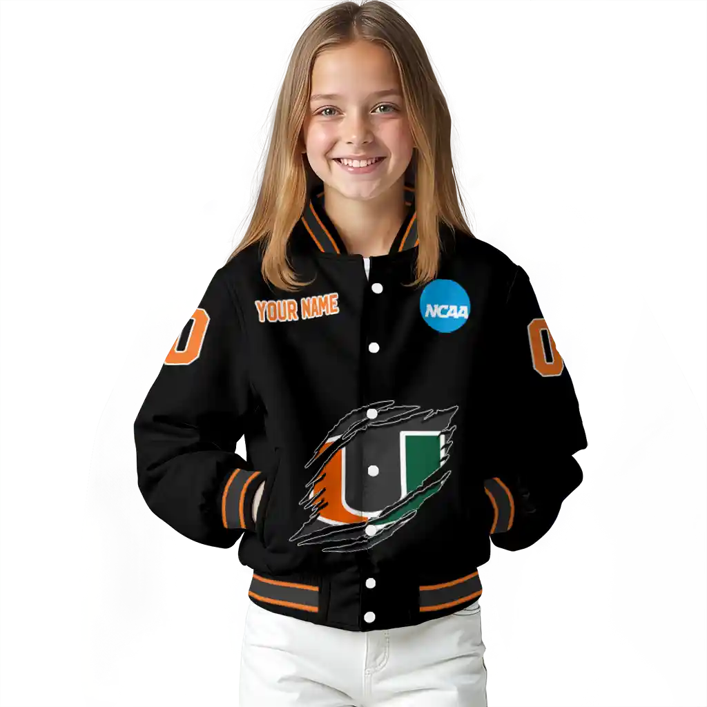 personalized miami hurricanes claw shred black varsity jacket top rated personalized miami hurricanes claw shred black varsity jacket top rated