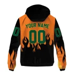 personalized miami hurricanes flame trim orange black windbreaker jacket best selling