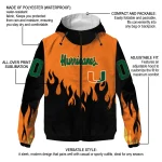 personalized miami hurricanes flame trim orange black windbreaker jacket best selling