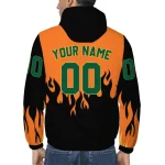 personalized miami hurricanes flame trim orange black windbreaker jacket best selling