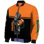personalized miami hurricanes groot football orange black bomber jacket best selling
