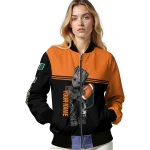personalized miami hurricanes groot football orange black bomber jacket best selling