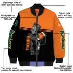 personalized miami hurricanes groot football orange black bomber jacket best selling