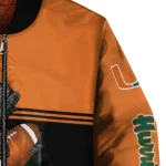 personalized miami hurricanes groot football orange black bomber jacket best selling