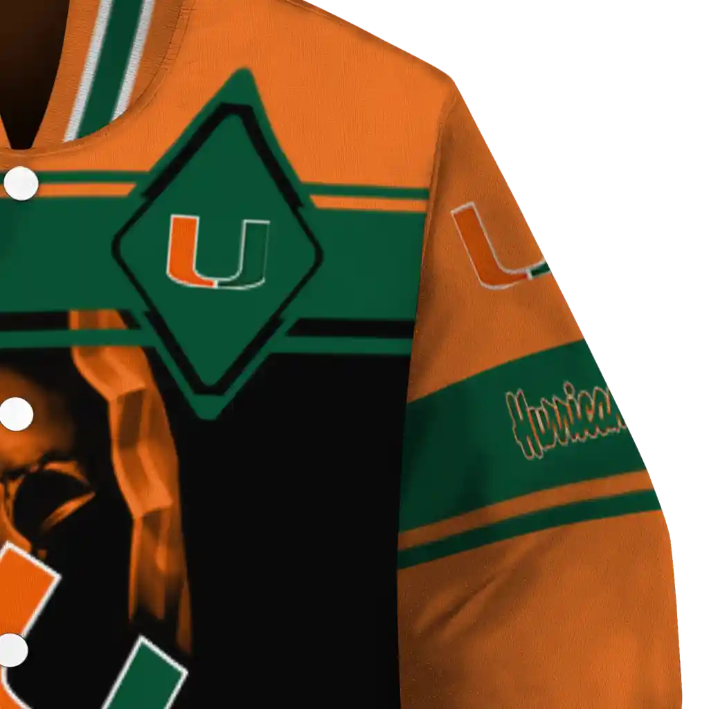 personalized miami hurricanes reaper hands orange black varsity jacket premium grade personalized miami hurricanes reaper hands orange black varsity jacket premium grade