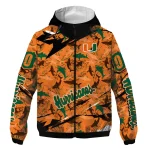 personalized miami hurricanes shark art orange windbreaker jacket best selling