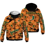 personalized miami hurricanes shark art orange windbreaker jacket best selling