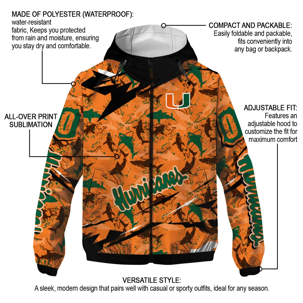 personalized miami hurricanes shark art orange windbreaker jacket new arrival personalized miami hurricanes shark art orange windbreaker jacket new arrival