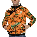 personalized miami hurricanes shark art orange windbreaker jacket best selling