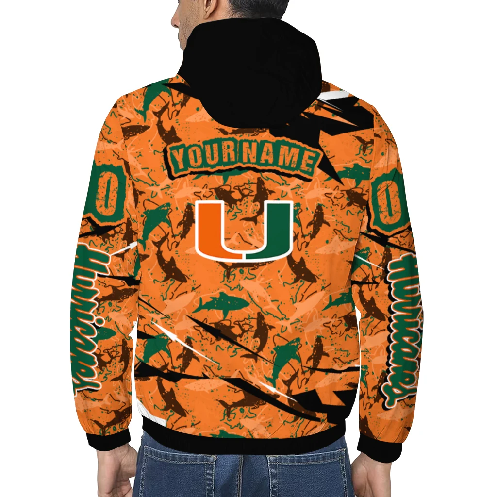 personalized miami hurricanes shark art orange windbreaker jacket trendy personalized miami hurricanes shark art orange windbreaker jacket trendy