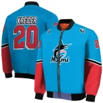 personalized miami marlins chevron style blue bomber jacket best selling