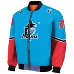 personalized miami marlins chevron style blue bomber jacket best selling