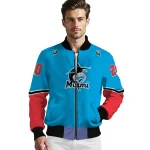 personalized miami marlins chevron style blue bomber jacket best selling