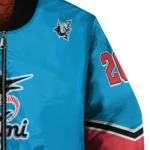 personalized miami marlins chevron style blue bomber jacket best selling